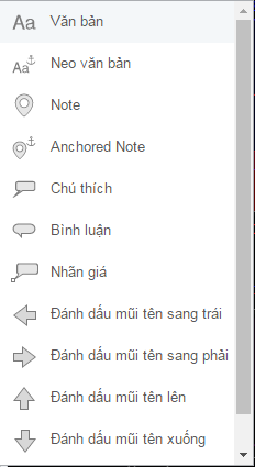Các công cụ đánh dấu, chú thích